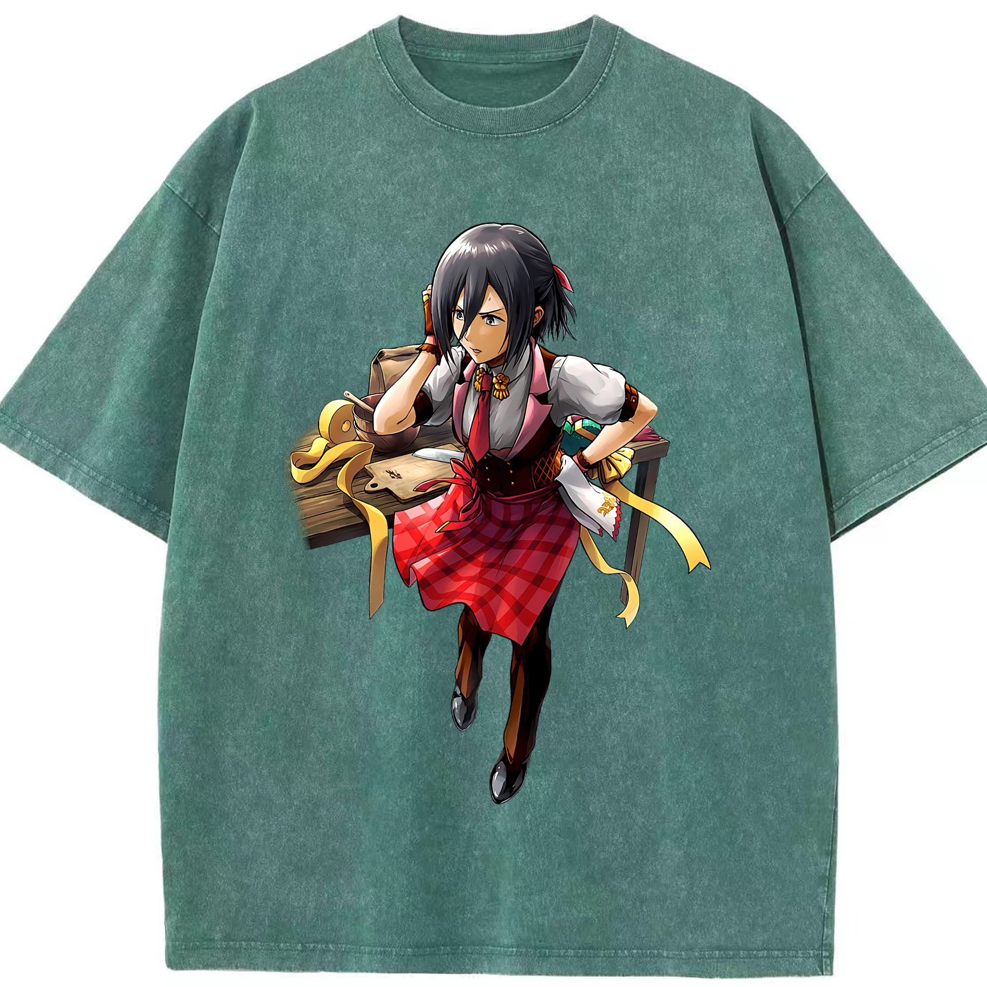 （画像用） 進撃の巨人 ミカサ·アッカーマン Attack on Titan Mikasa Ackerman 綿100% ヴィンテージ風 半袖Tシャツ（フロントプリント）